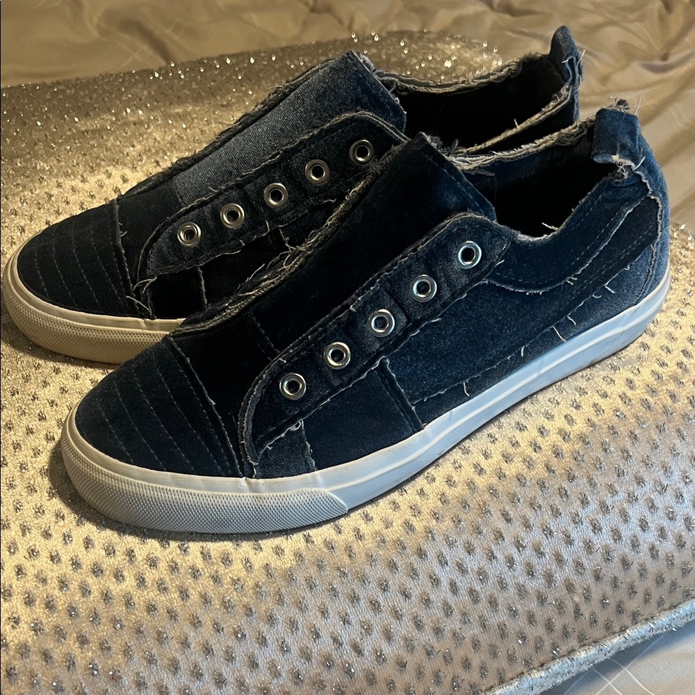 Corkys Denim Blue Suede Shoes Slip-On Sneakers